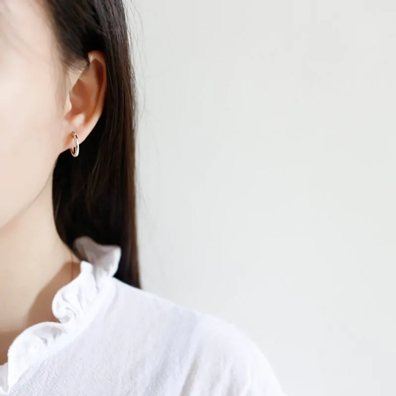 Round 925 Sterling Silver Hoop Earrings - Image 2