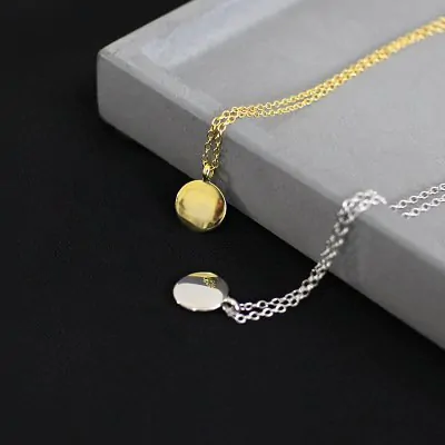 Minimalist Geometric Round Bean 925 Sterling Silver Necklace - Image 2