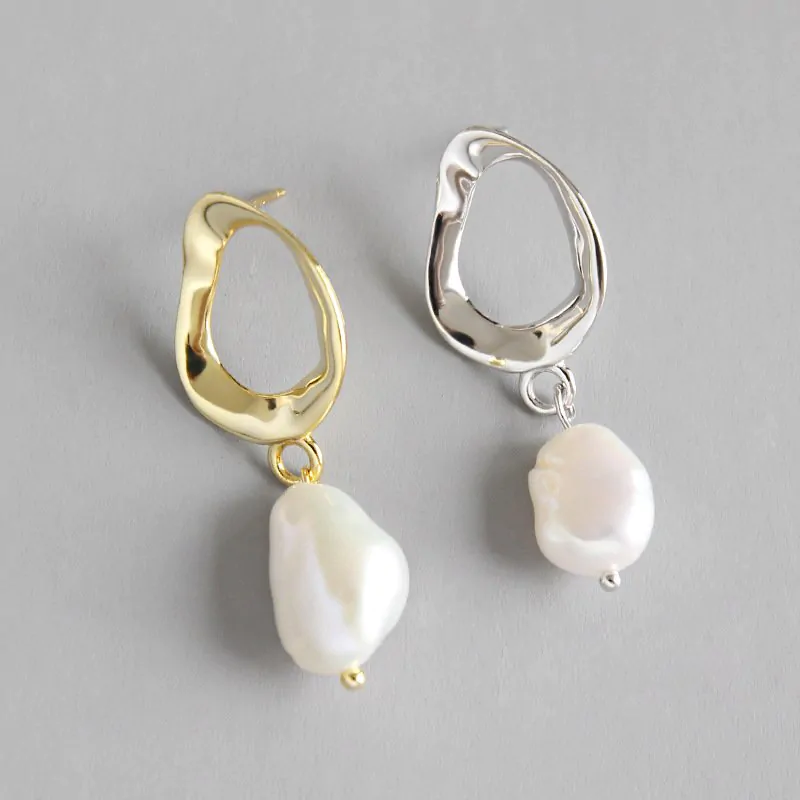 Unique Natural Pearl 925 Sterling Silver Dangling Earrings - Image 6