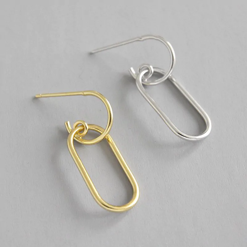 Hollow Geometric Annular 925 Sterling Silver Dangling Earrings - Image 5