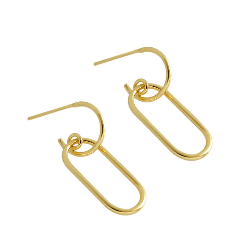 Hollow Geometric Annular 925 Sterling Silver Dangling Earrings