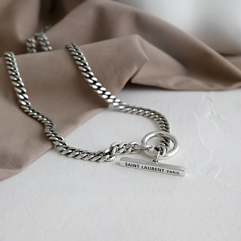 Geometric Men's OT Chain 925 Sterling Silver Necklace - Image 2