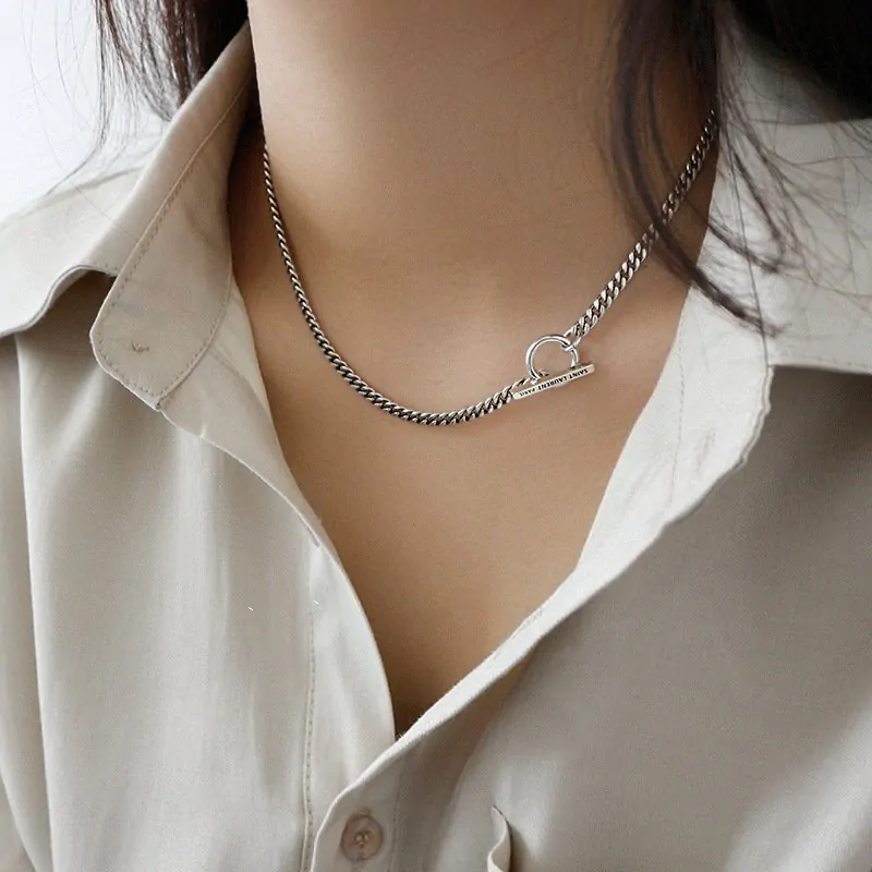 Geometric Men's OT Chain 925 Sterling Silver Necklace - Image 3