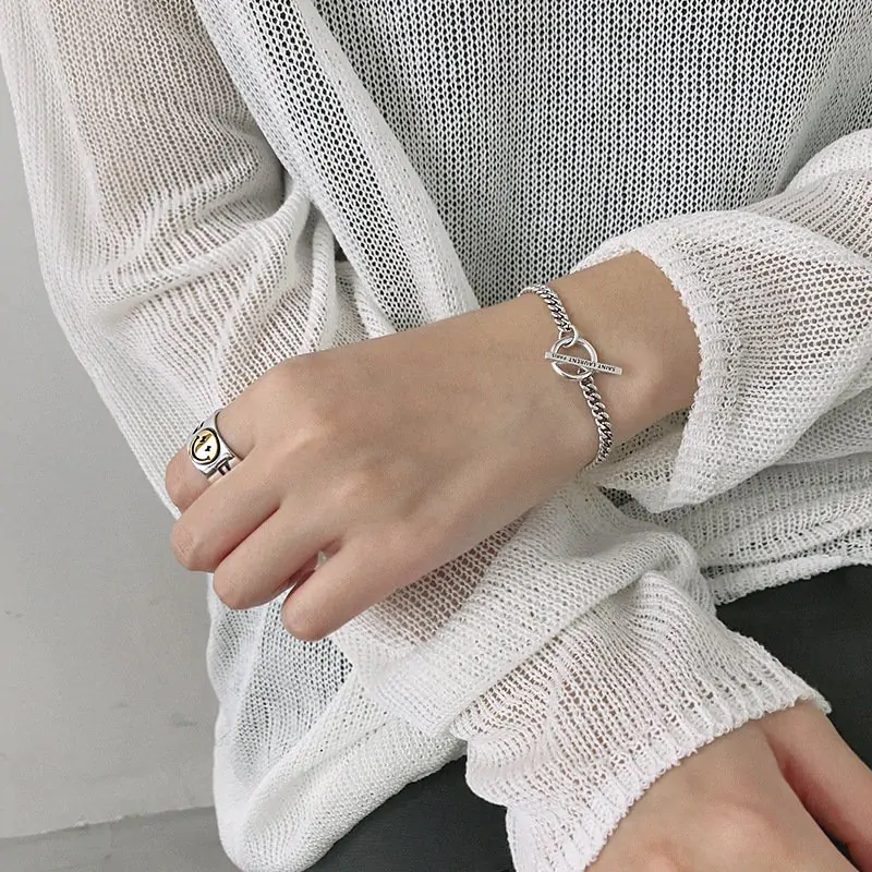 Vintage SAINT LAURENT PARIS Letters 925 Sterling Silver Bracelet - Image 3