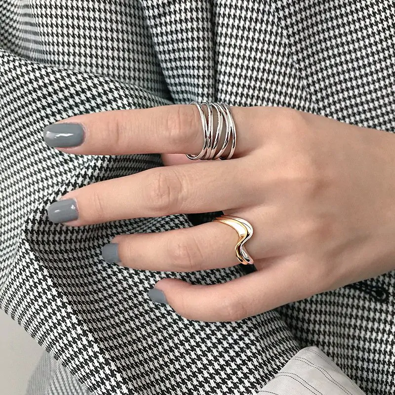 Elegant Wave 925 Sterling Silver Adjustable Ring - Image 4