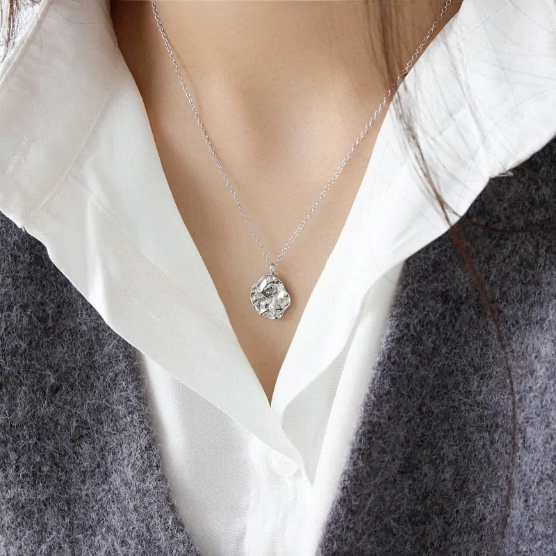 Irregular Rock Stone 925 Sterling Silver Necklace - Image 3