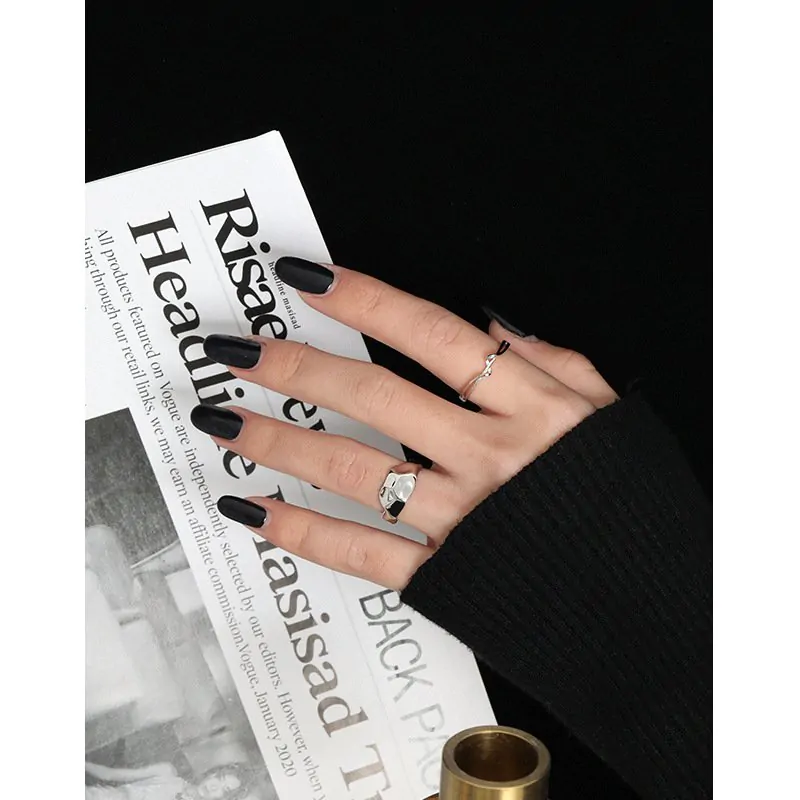 Geometric Irregular Concave 925 Sterling Silver Adjustable Ring - Image 3