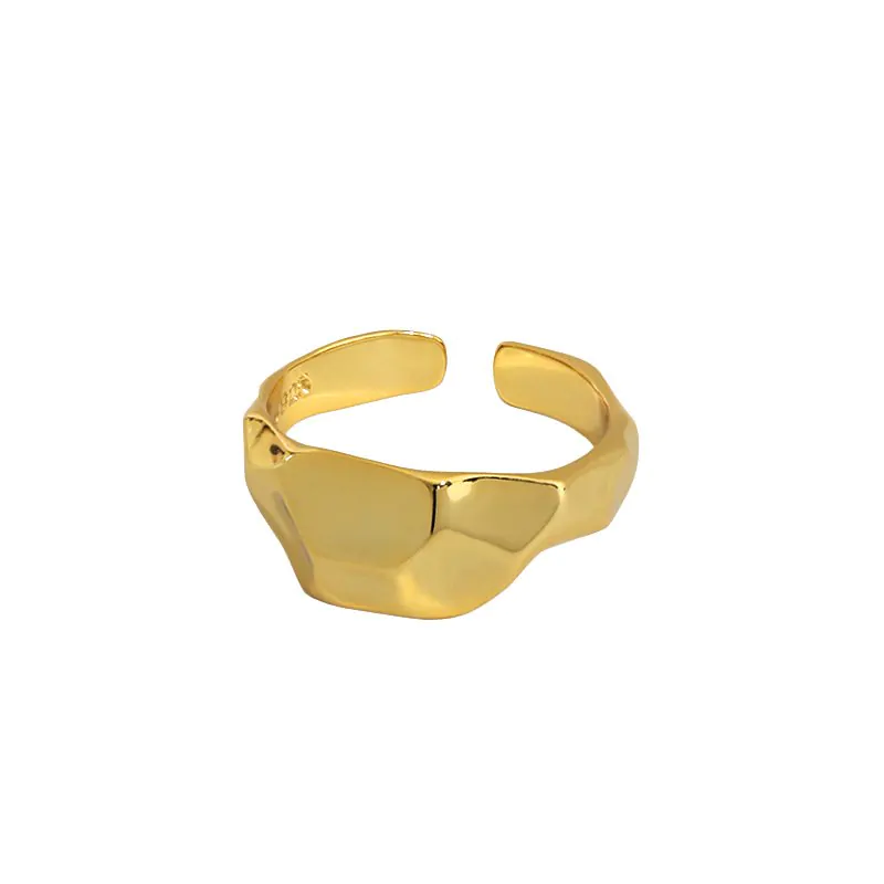 Geometric Irregular Concave 925 Sterling Silver Adjustable Ring
