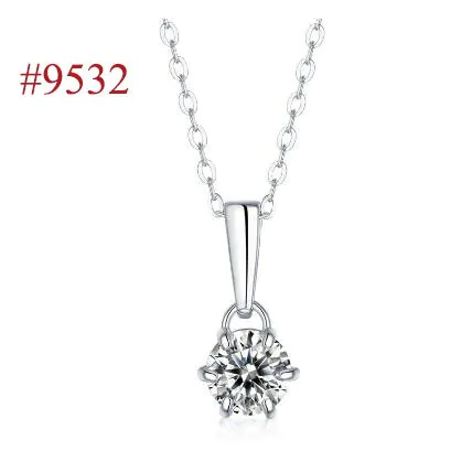Elegant Six Claw V Shape Moissanite CZ 925 Sterling Silver Necklace - Image 3