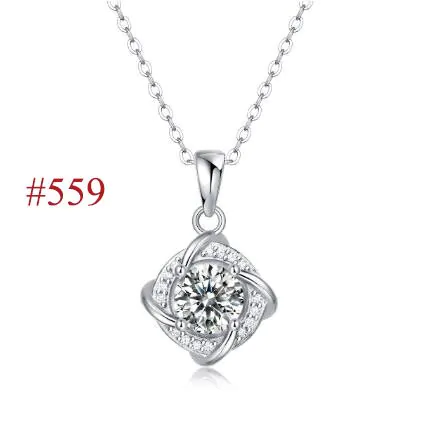 Elegant Six Claw V Shape Moissanite CZ 925 Sterling Silver Necklace - Image 5