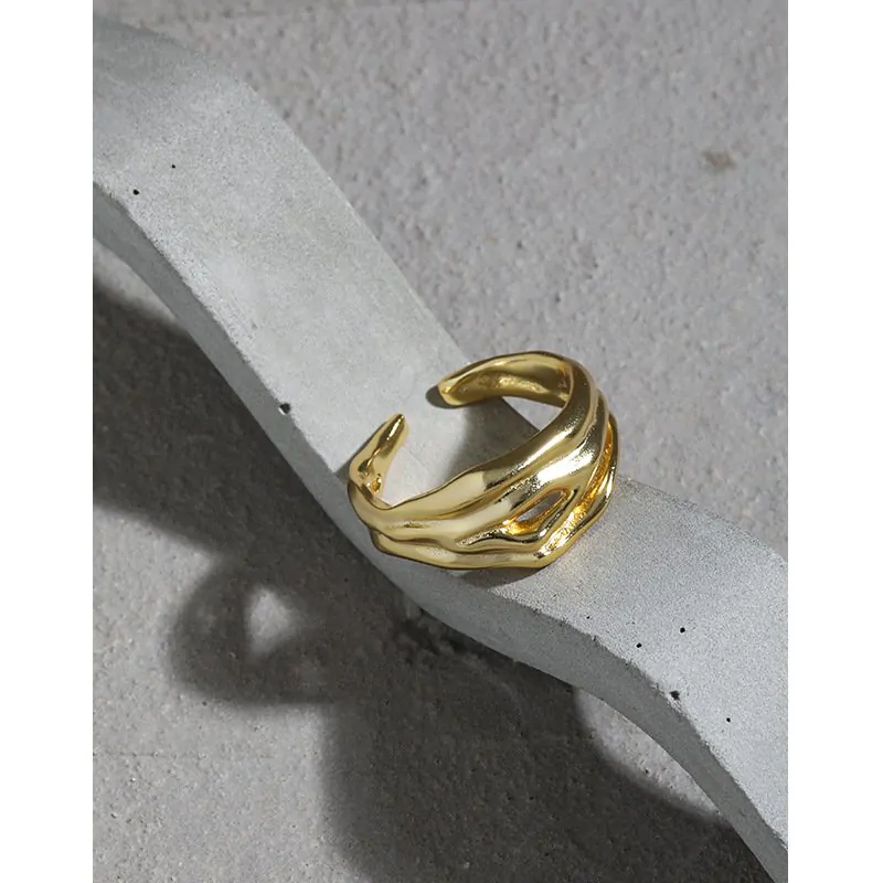 Irregular Small Mouth 925 Sterling Silver Adjustable Ring - Image 2