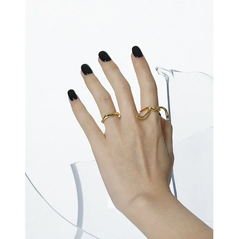 Wave Irregulae 925 Sterling Silver Adjustable Ring - Image 3