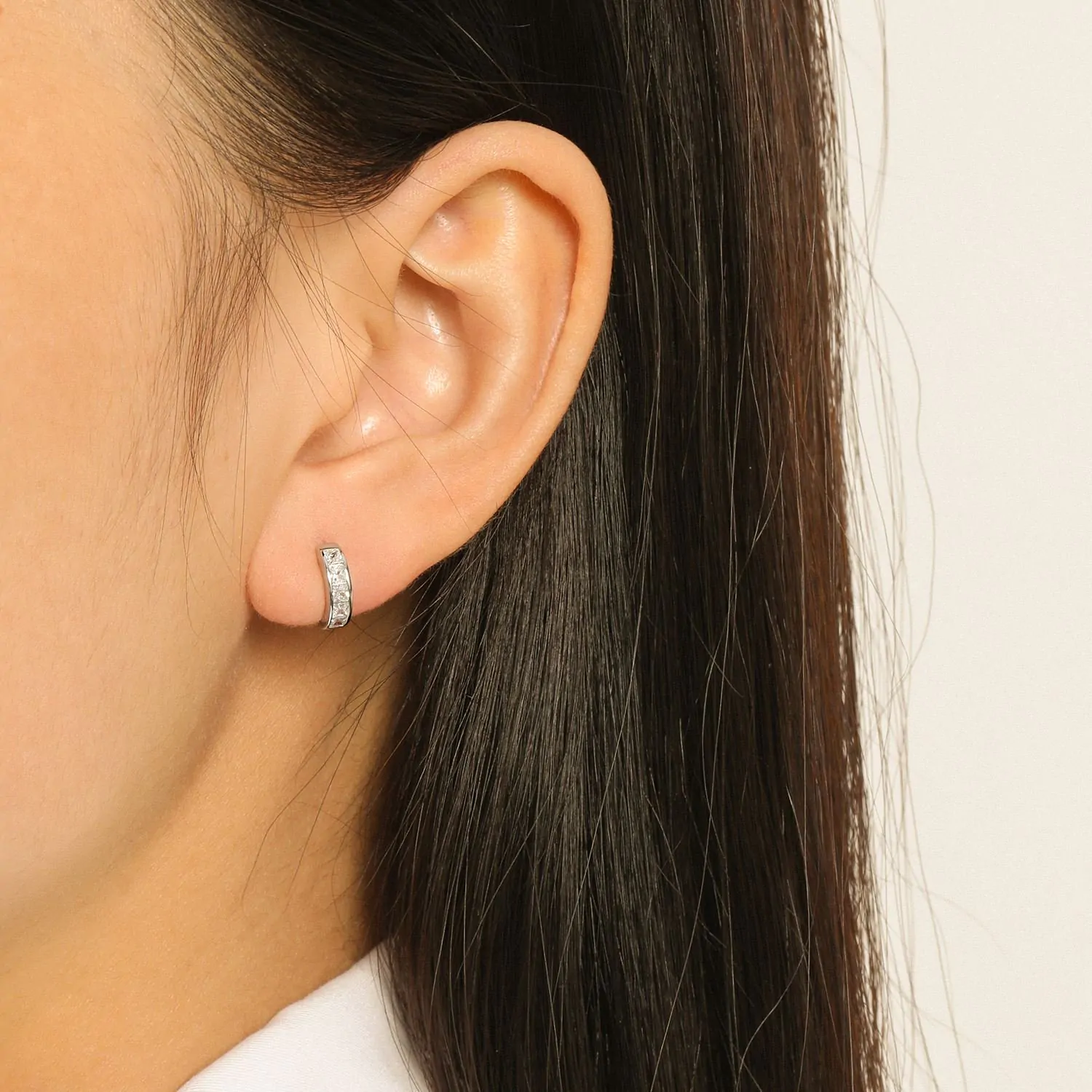 Geometric Colourful CZ 925 Sterling Silver Hoop Earrings - Image 4