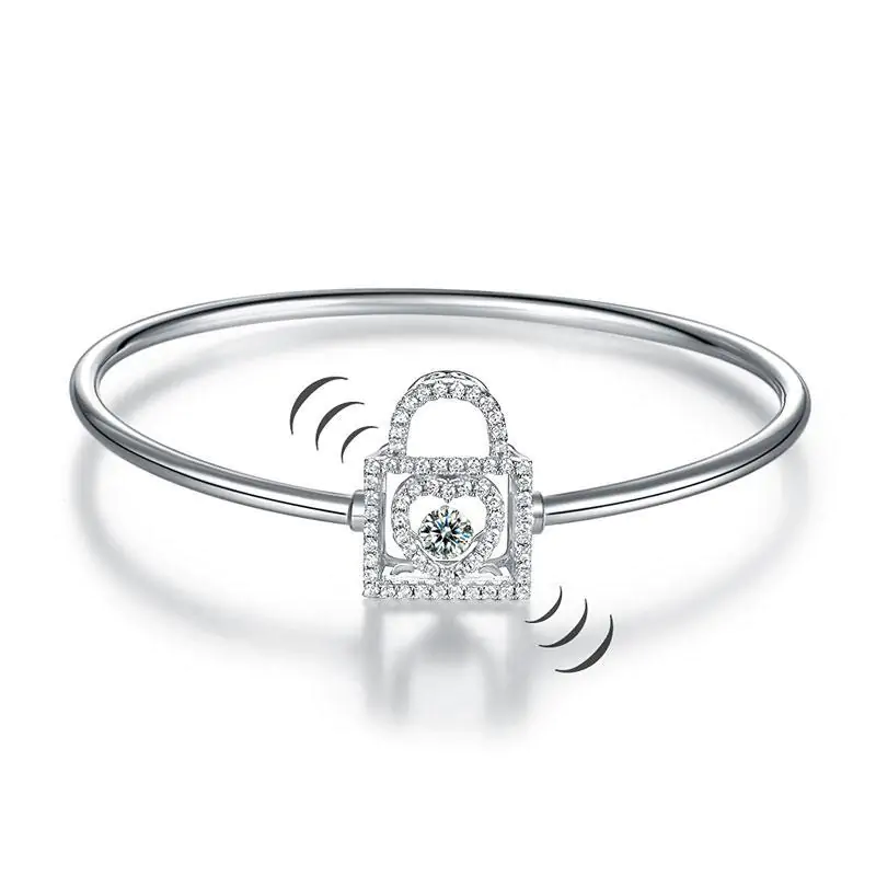 Heart Lock Dancing Stone Bangle