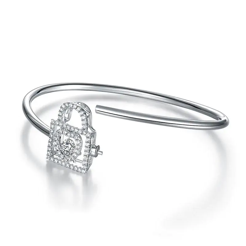 Heart Lock Dancing Stone Bangle - Image 4