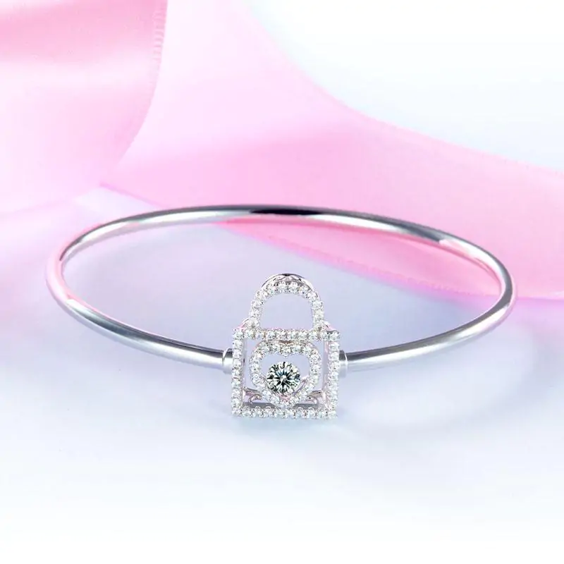 Heart Lock Dancing Stone Bangle - Image 7