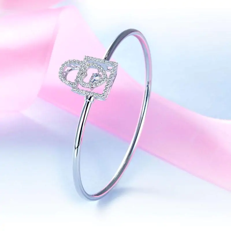 Heart Lock Dancing Stone Bangle - Image 3