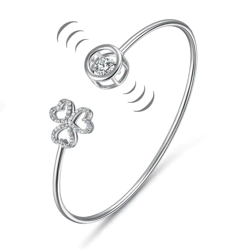 Dancing Stone 3 Hearts Flower Bangle