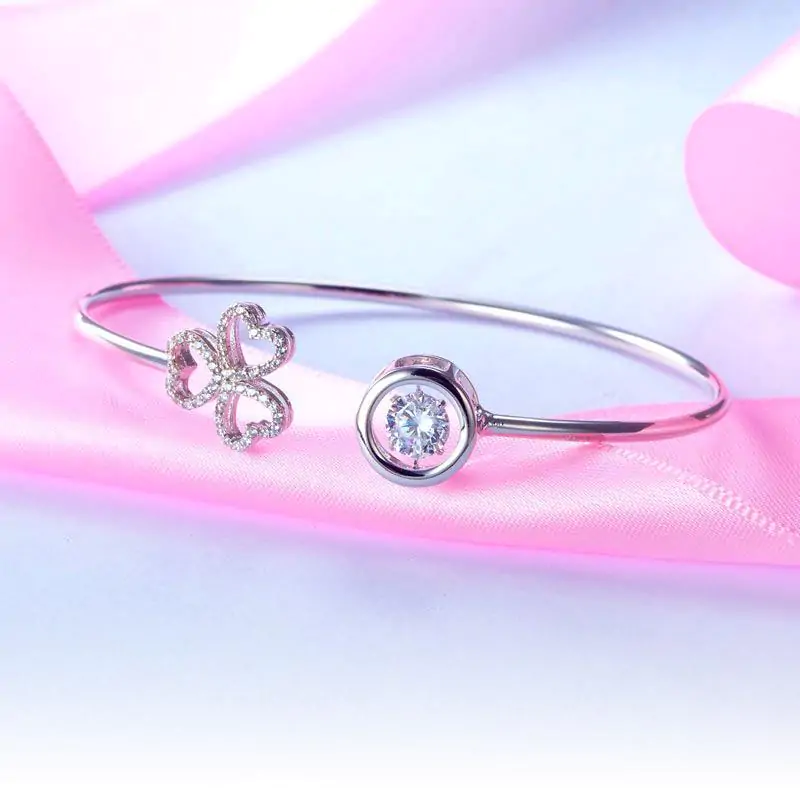 Dancing Stone 3 Hearts Flower Bangle - Image 3
