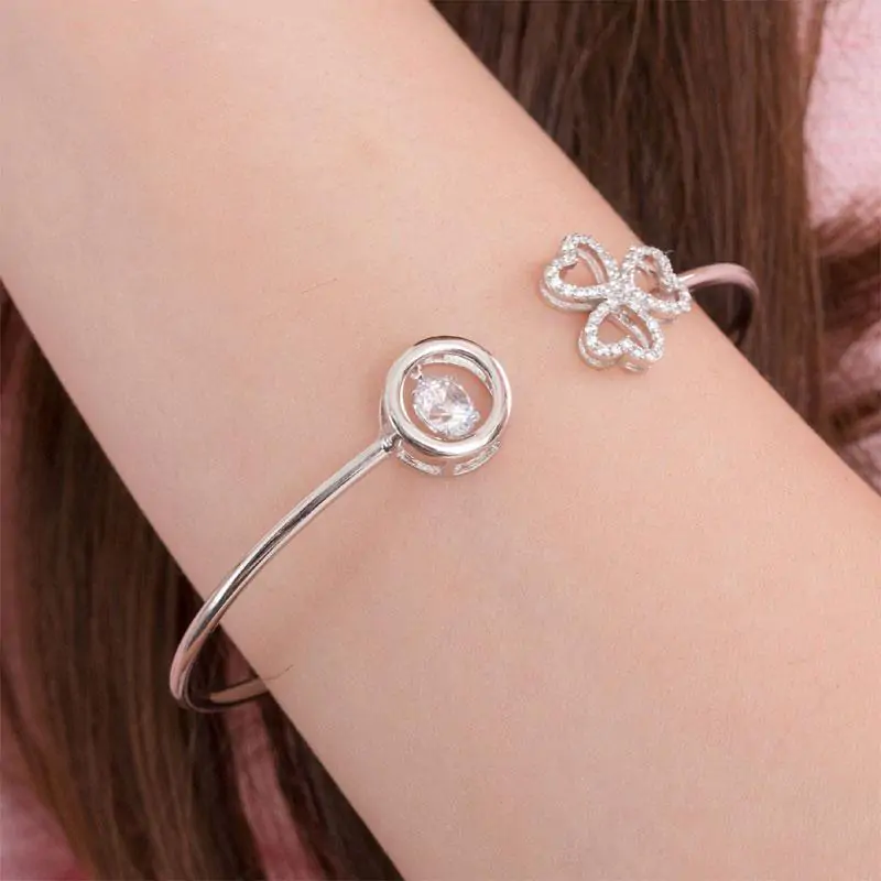 Dancing Stone 3 Hearts Flower Bangle - Image 2