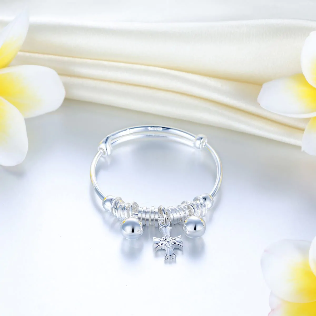 Newborn Baby Dangle Cross Bangle - Image 2