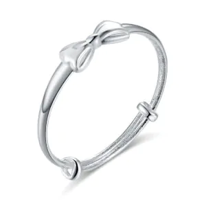 Newborn Baby 999 Silver Bangle Ribbon