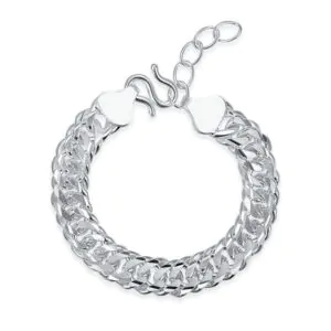 Adjustable Men's Silver Bracelet Heavy 990 Pure Silver Cuban Link Chain