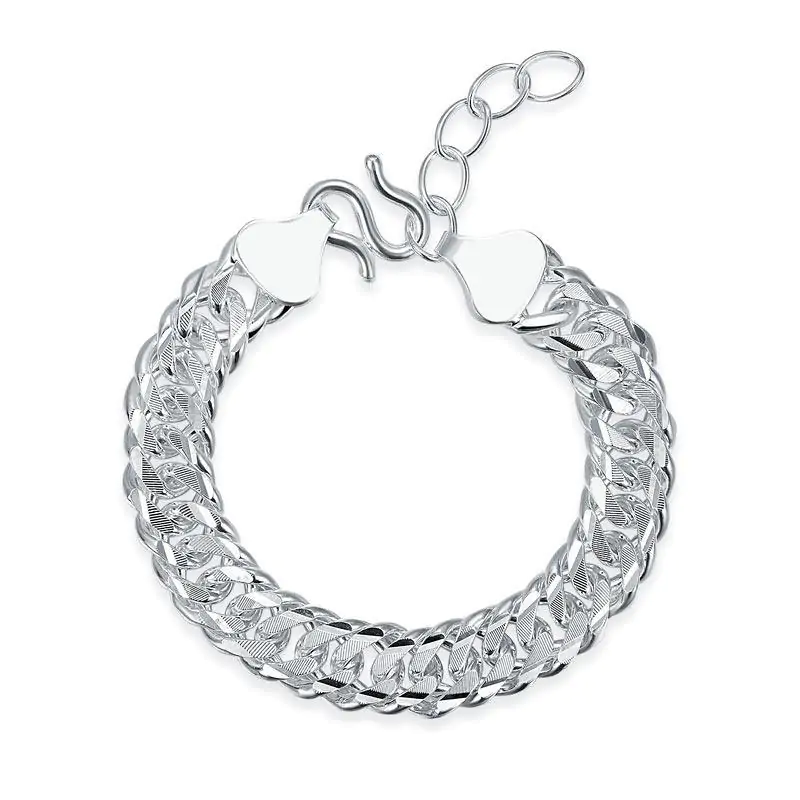 Adjustable Men’s Silver Bracelet Heavy 990 Pure Silver Cuban Link Chain