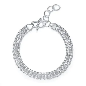 Adjustable Men's Silver Bracelet 1 cm Width 990 Pure Silver Cuban Link Chain