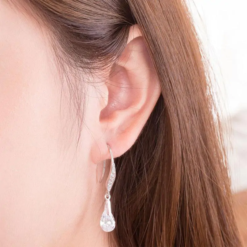 2 Carat Pear Cut Created Diamond Dangle Earrings - Image 2