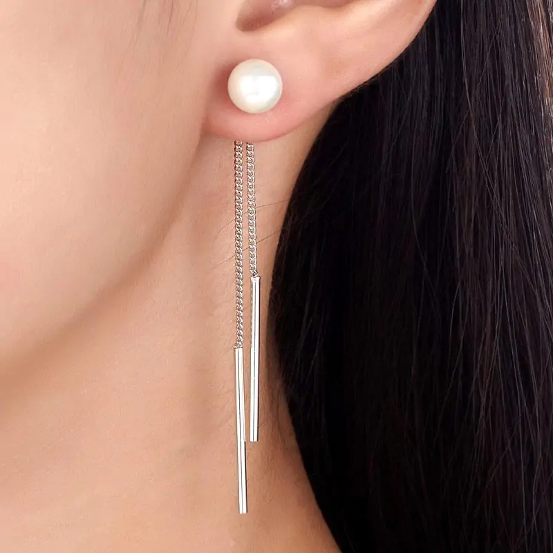 Drop Created Pearl Earrings - Image 2
