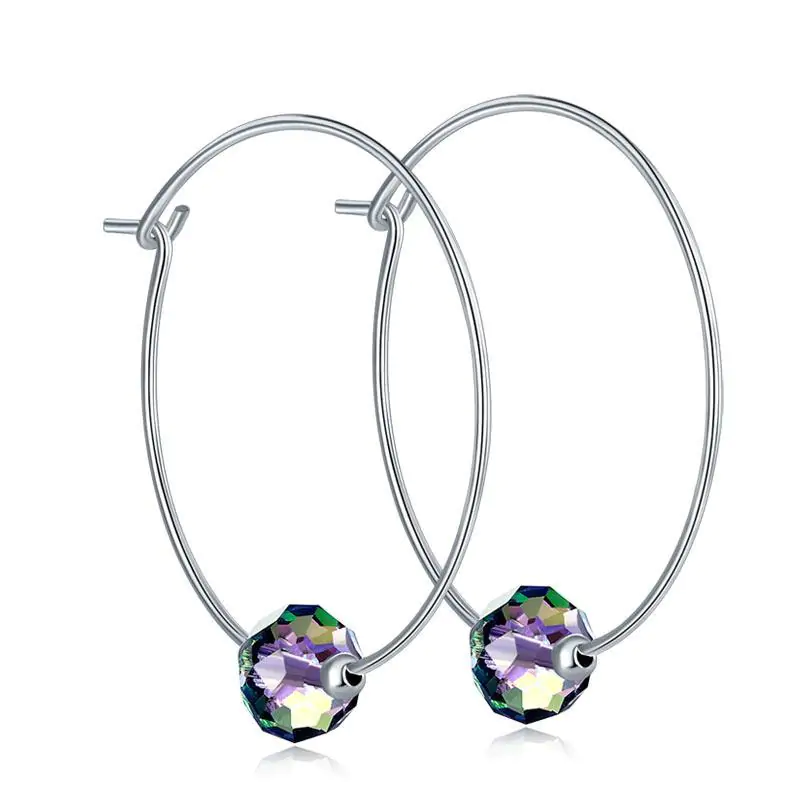Silver Hoop Earrings AB Austrian Crystal - Image 5