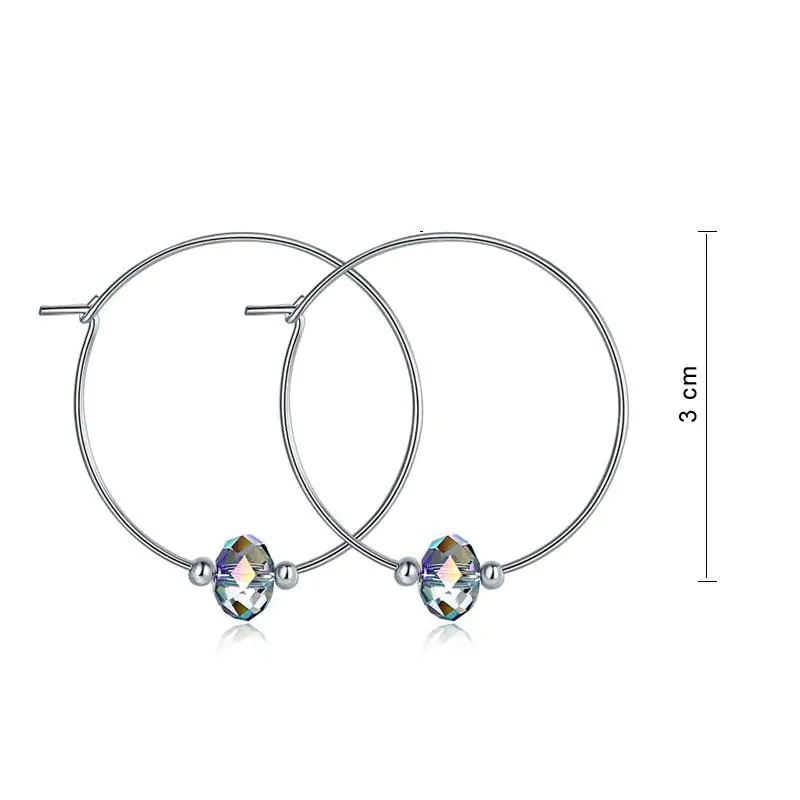 Silver Hoop Earrings AB Austrian Crystal - Image 2