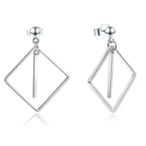 Dangle Square Sterling Silver Earrings