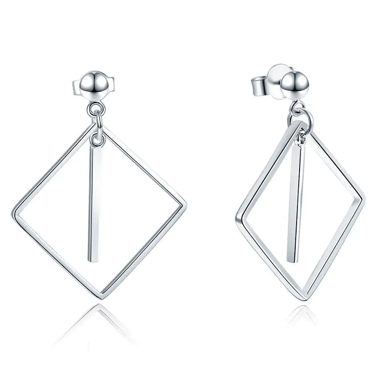 Dangle Square Sterling Silver Earrings