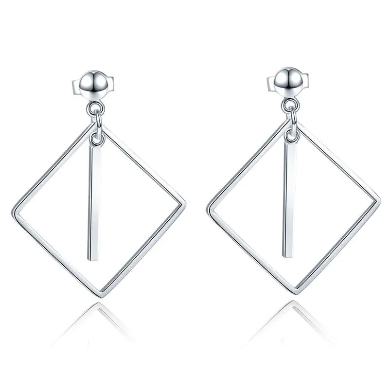 Dangle Square Sterling Silver Earrings - Image 3