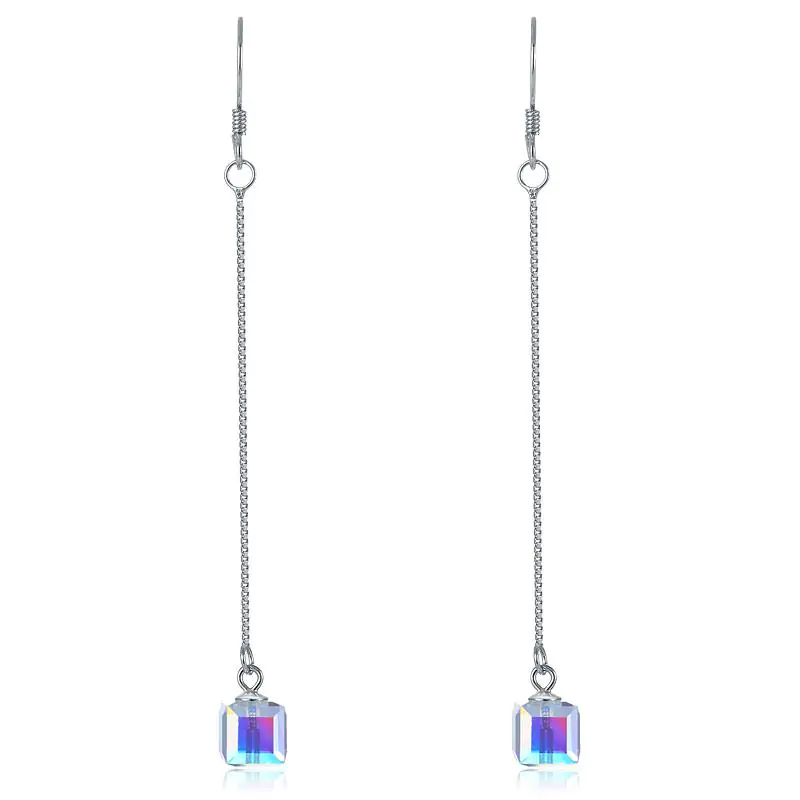 Dangle Drop Line Earrings AB Austrian Crystal - Image 3