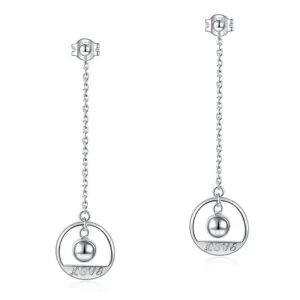Solid 925 Sterling Silver Long Drop Dangle Love Earrings