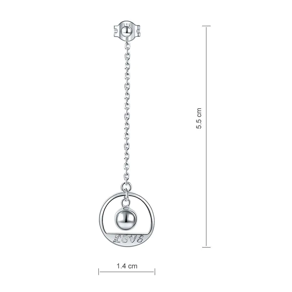 Solid 925 Sterling Silver Long Drop Dangle Love Earrings - Image 3