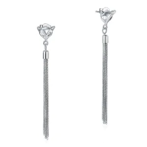 Sterling Silver Earrings Dangle Drop Fox
