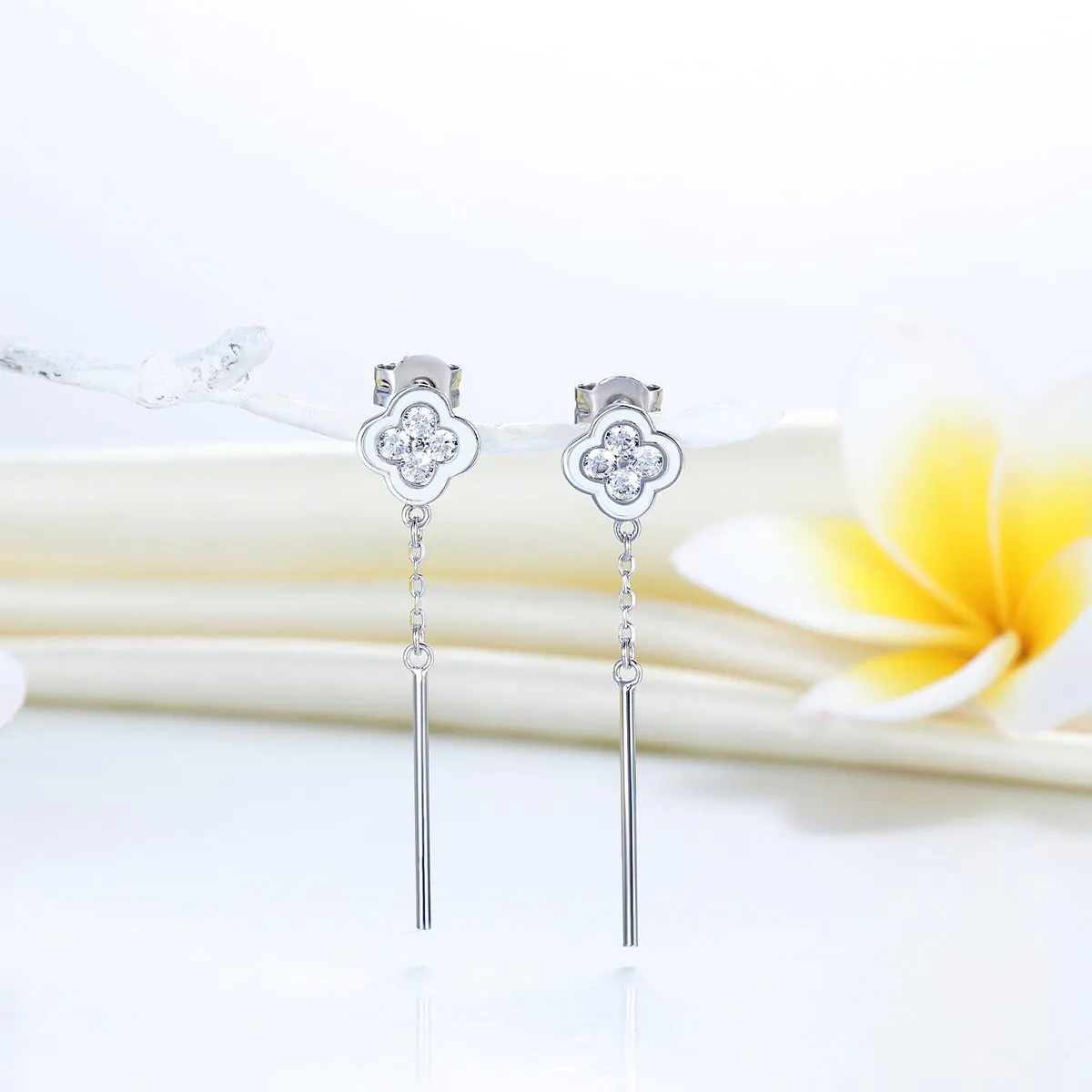 Dangle Flowers Created Diamond Earrings - Image 3
