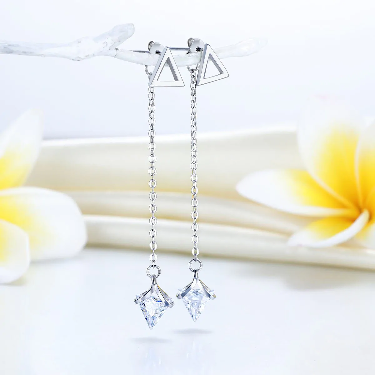 Sterling Silver Earrings Created Diamonds - Image 2