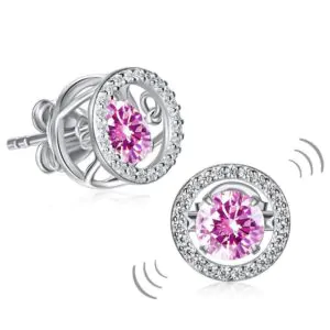 Dancing Pink Stone Stud Earrings