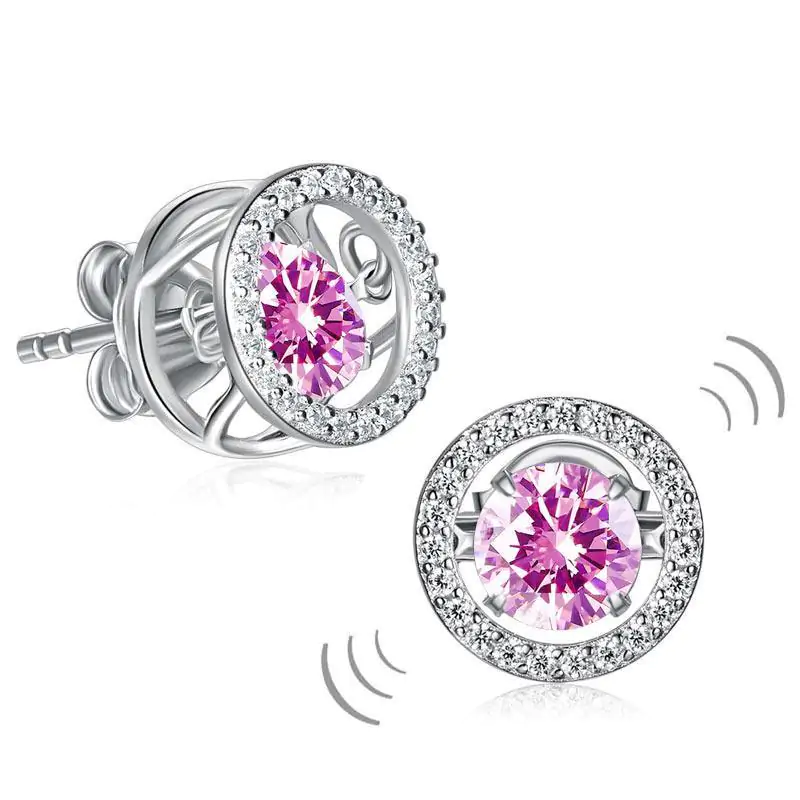 Dancing Pink Stone Stud Earrings