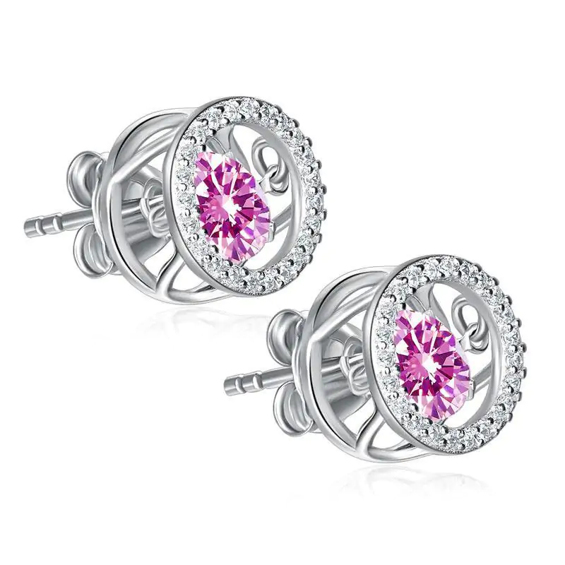 Dancing Pink Stone Stud Earrings - Image 2