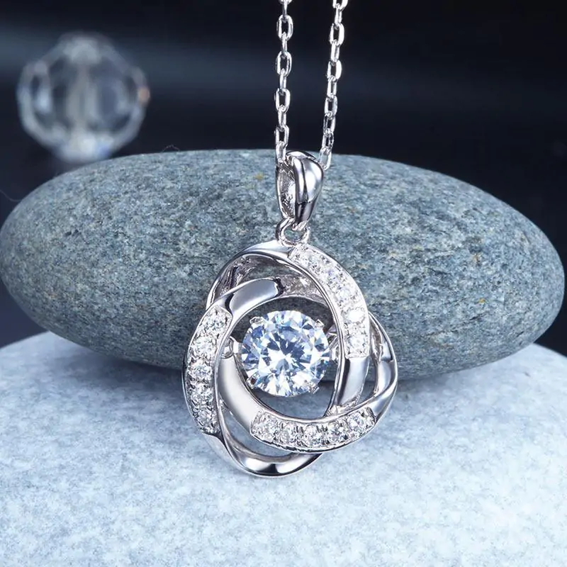 Dancing Stone Pendant Necklace Solid 925 Sterling Silver - Image 4