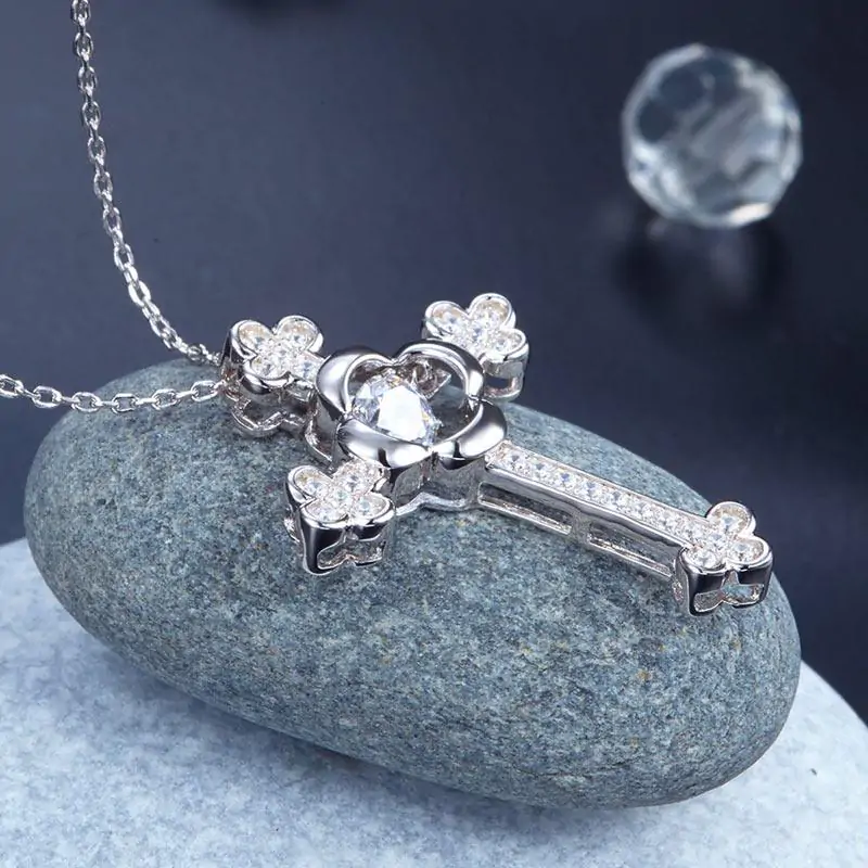 Dancing Stone Cross Pendant Necklace Vintage Style Gothic - Image 5