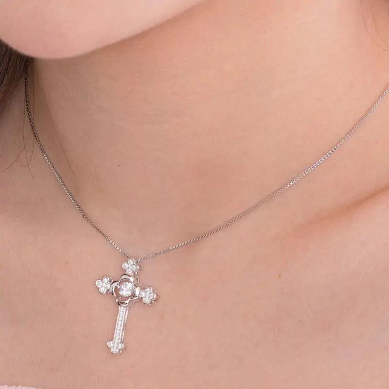Dancing Stone Cross Pendant Necklace Vintage Style Gothic - Image 3