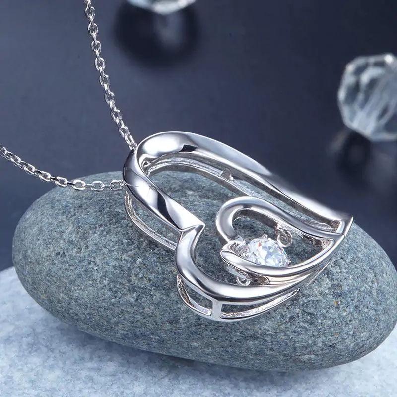 Dancing Stone Double Heart Pendant Necklace - Image 5