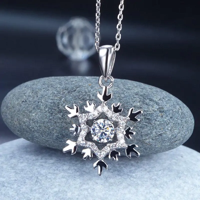 Dancing Stone Snowflake Pendant Necklace - Image 4